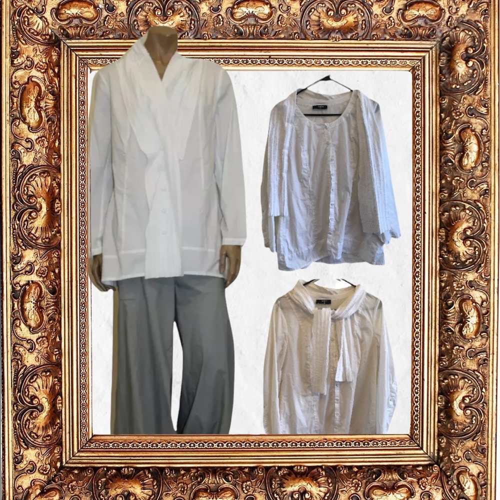 Rare Risona Tomo White Scarf Shirt - Picture 7 of 11